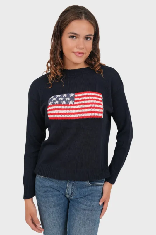 "Flag" sweater navy sold by Meet Me There