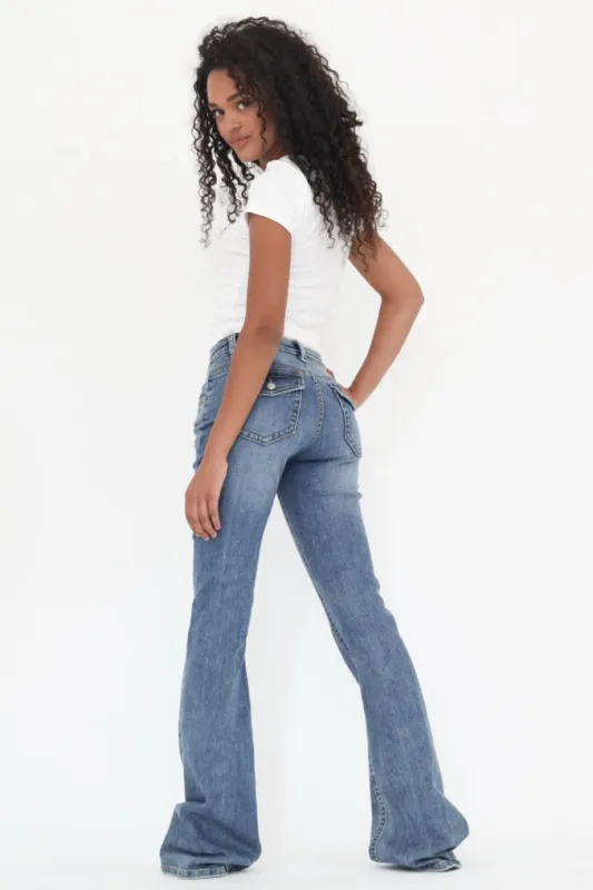 "Flared" jeans dark blue tall sold by Meet Me There