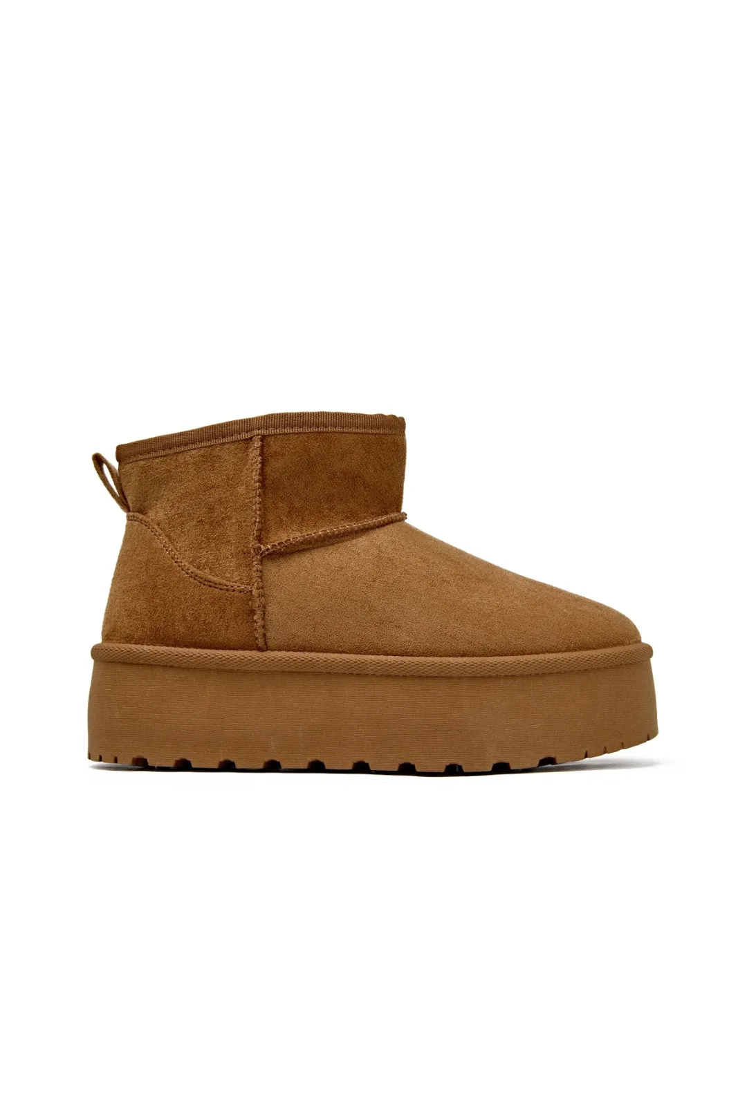 "Cozy" boots camel platform sold by Meet Me There