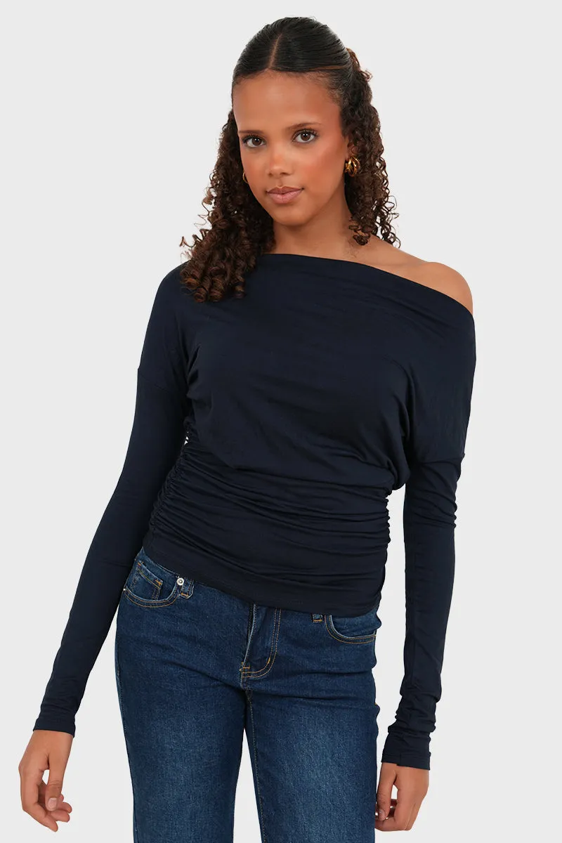 "Elodie" top navy sold by Meet Me There