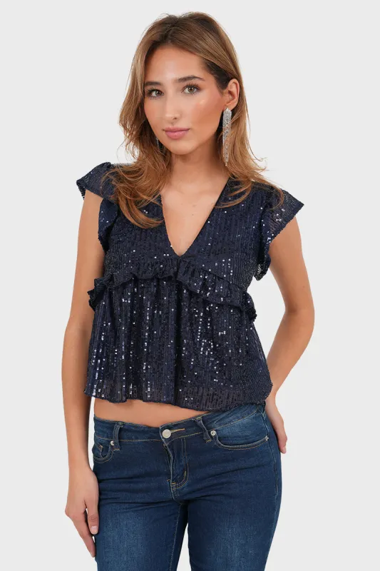 "Allison" top navy sold by Meet Me There