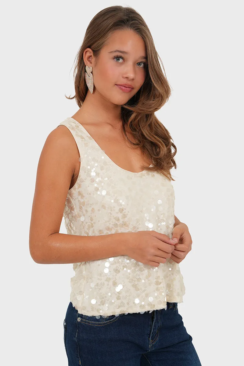 "Crystal" top champagne sold by Meet Me There product image thumbnail 3