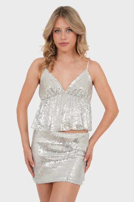 "Kendall" top silver sold by Meet Me There