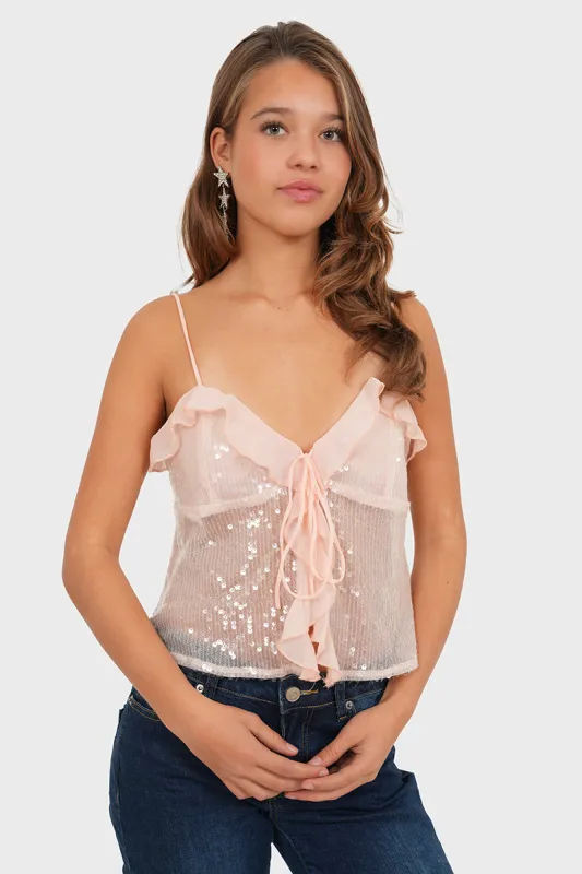 "Spark" top pink sold by Meet Me There