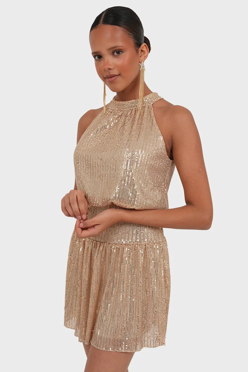 "Madison" dress gold sold by Meet Me There