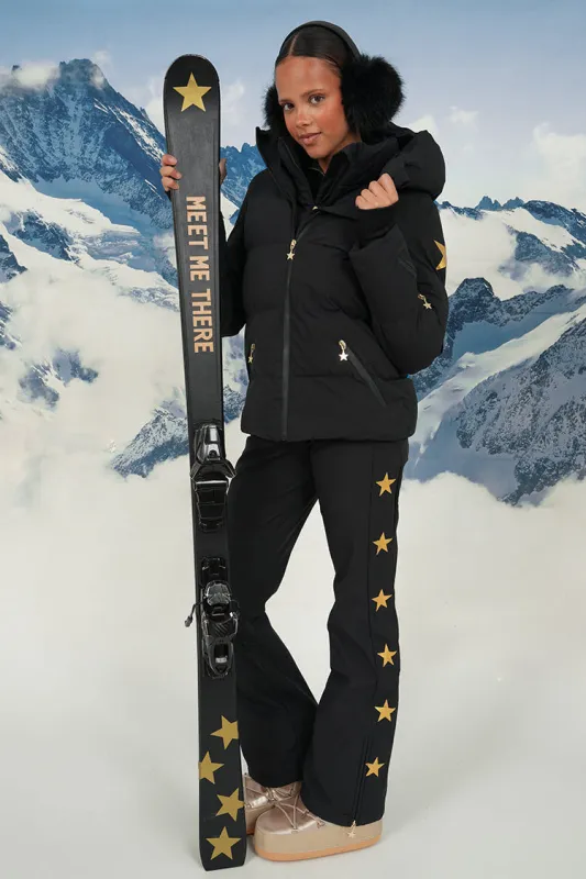 "Starry" ski pants black sold by Meet Me There