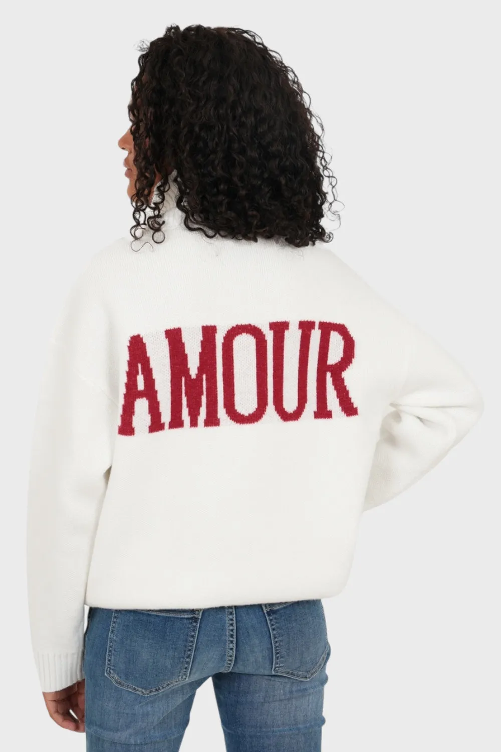 "Amour" sweater white sold by Meet Me There