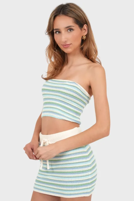 "Island" tube top blue sold by Meet Me There