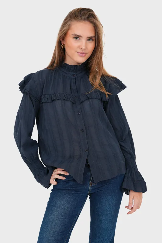 "May" blouse navy made by Meet Me There