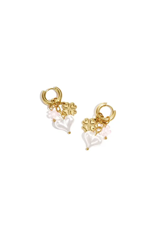 "Pearl" heart earrings made by Meet Me There