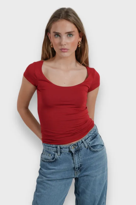 "Lola" top red sold by Meet Me There