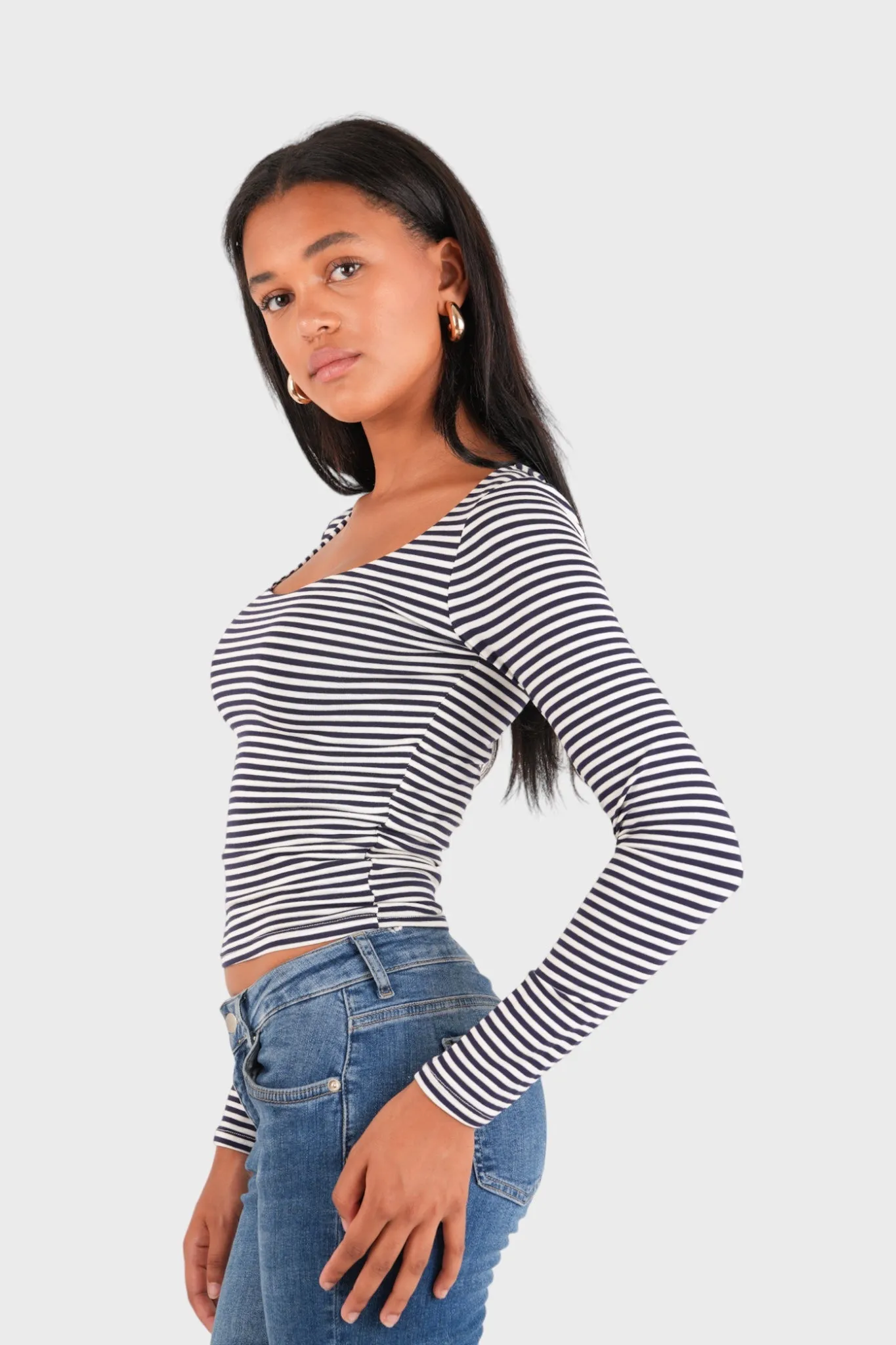 "Nola" top striped navy sold by Meet Me There product image thumbnail 3