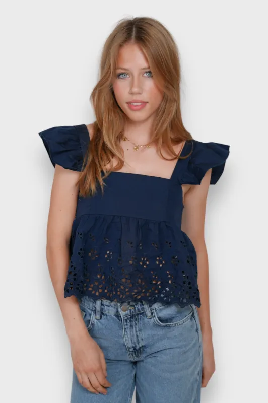 "Lily" top navy sold by Meet Me There