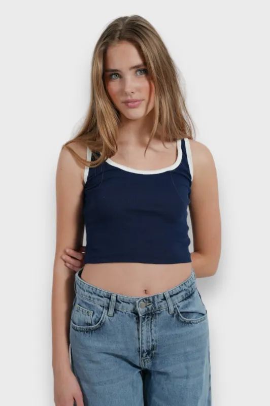 "Lulu" top navy sold by Meet Me There