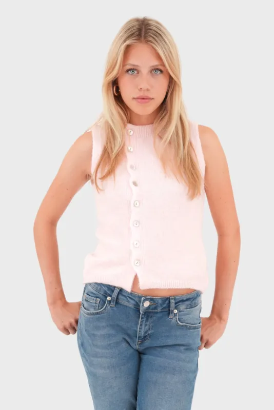 "Knit" gilet light pink sold by Meet Me There