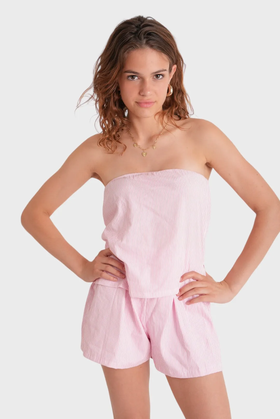 "Ibiza" top striped pink sold by Meet Me There