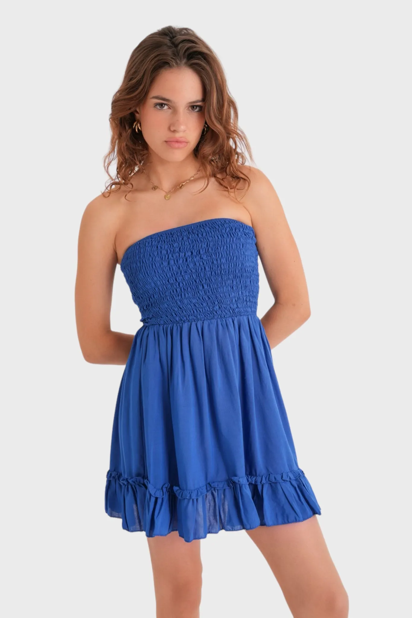 "Lola" dress cobalt sold by Meet Me There