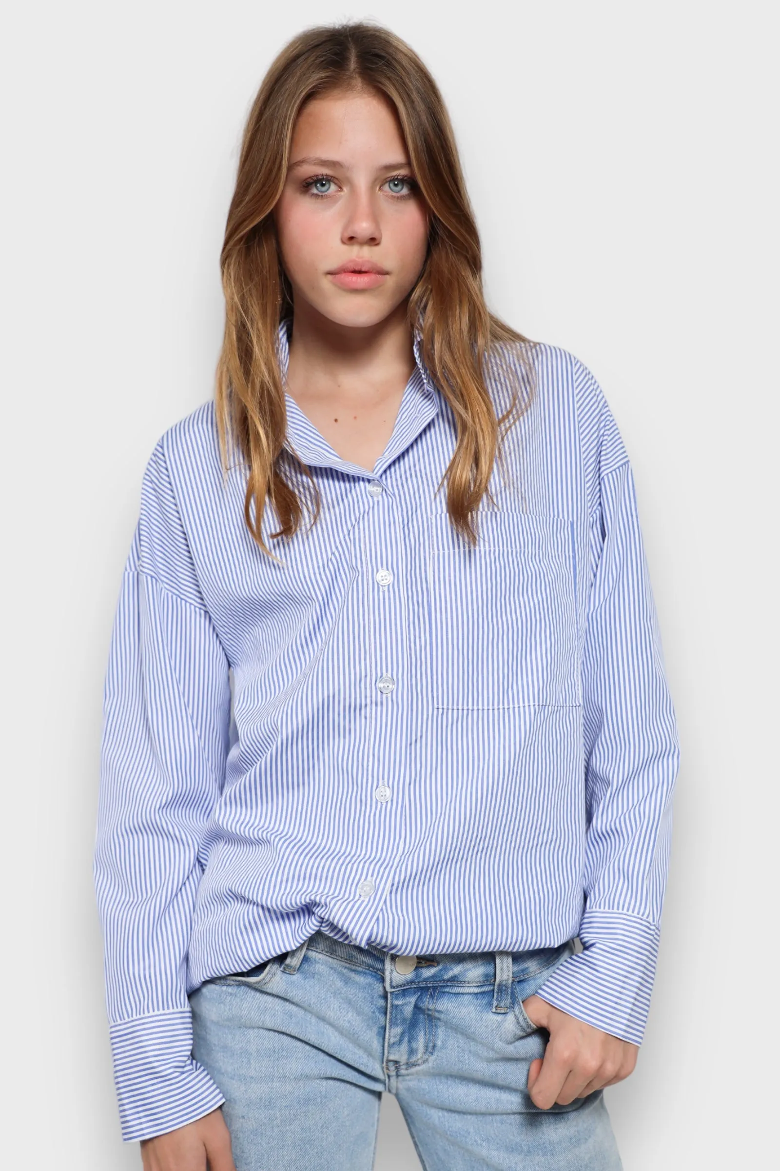 "Get cozy" blouse blue sold by Meet Me There