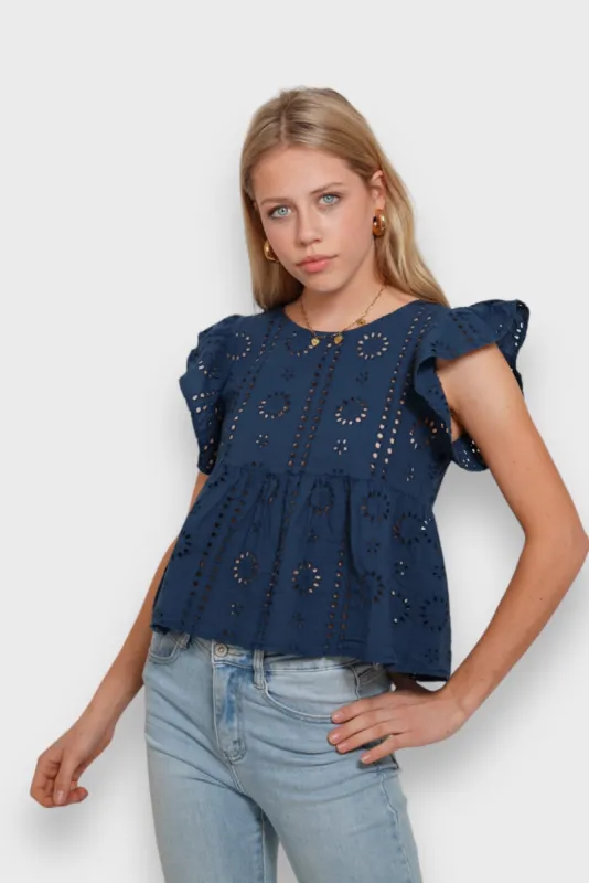 "Floral" top navy sold by Meet Me There