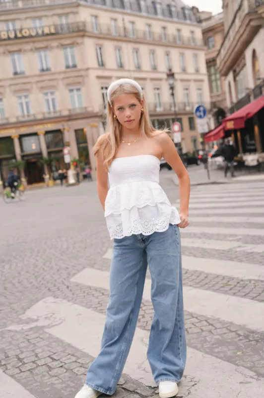 "Maya" top white sold by Meet Me There