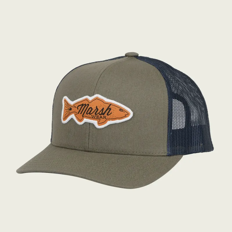 Redfish Logo Trucker Hat sold by Marsh Wear Clothing
