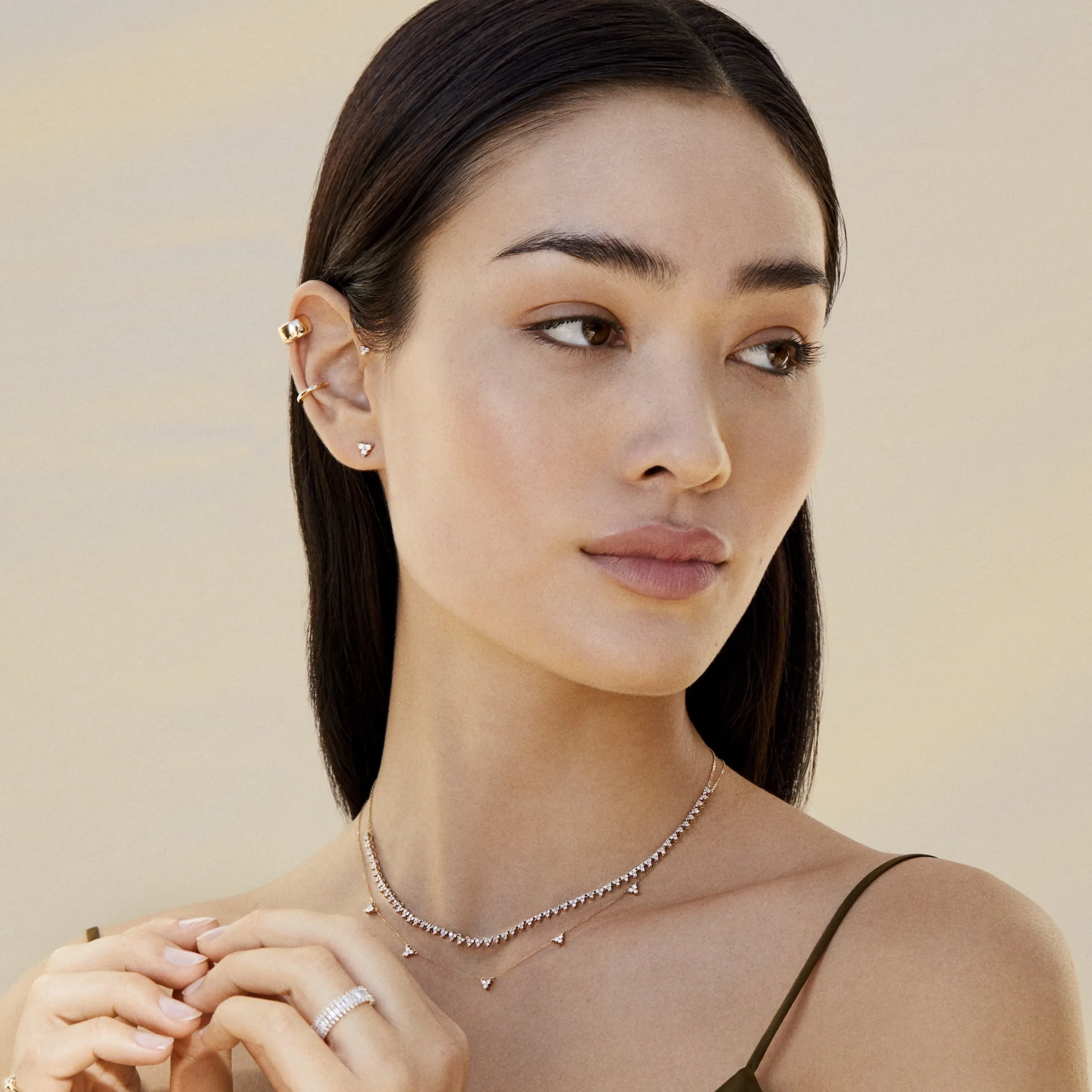 Diamond Cluster Half Riviera Necklace sold by Adina Reyter product image thumbnail 2