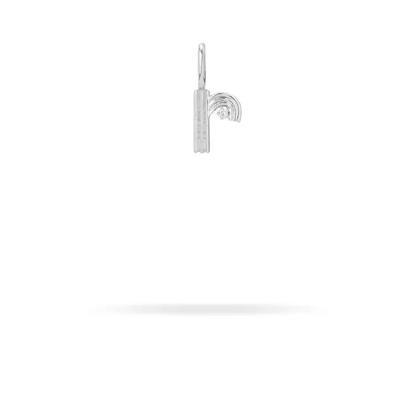 Groovy Diamond Initial Mini Bead Charm in Sterling Silver sold by Adina Reyter