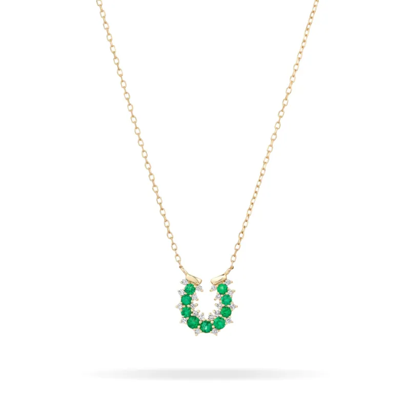 Emerald + Diamond Horseshoe Necklace sold by Adina Reyter