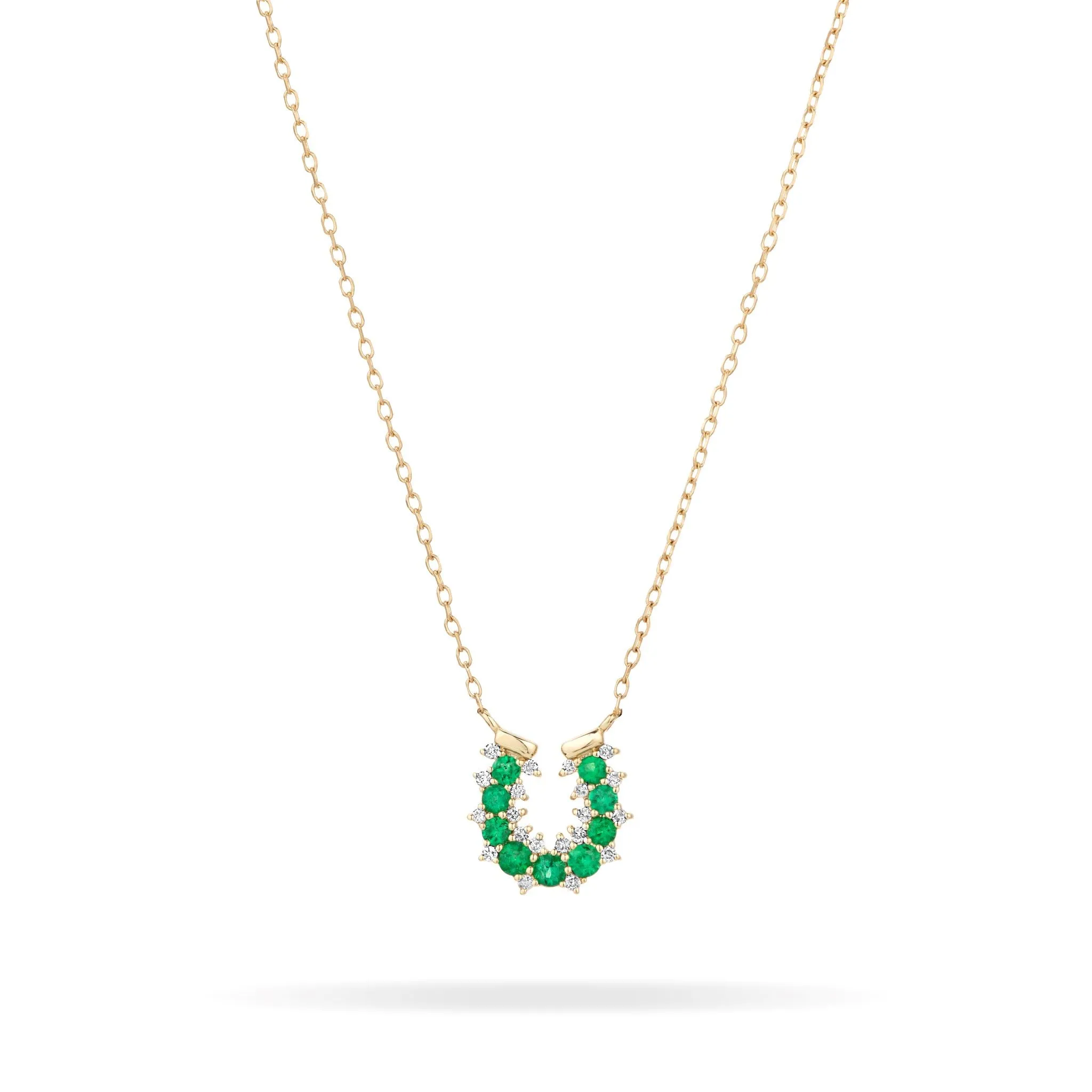 Emerald + Diamond Horseshoe Necklace sold by Adina Reyter