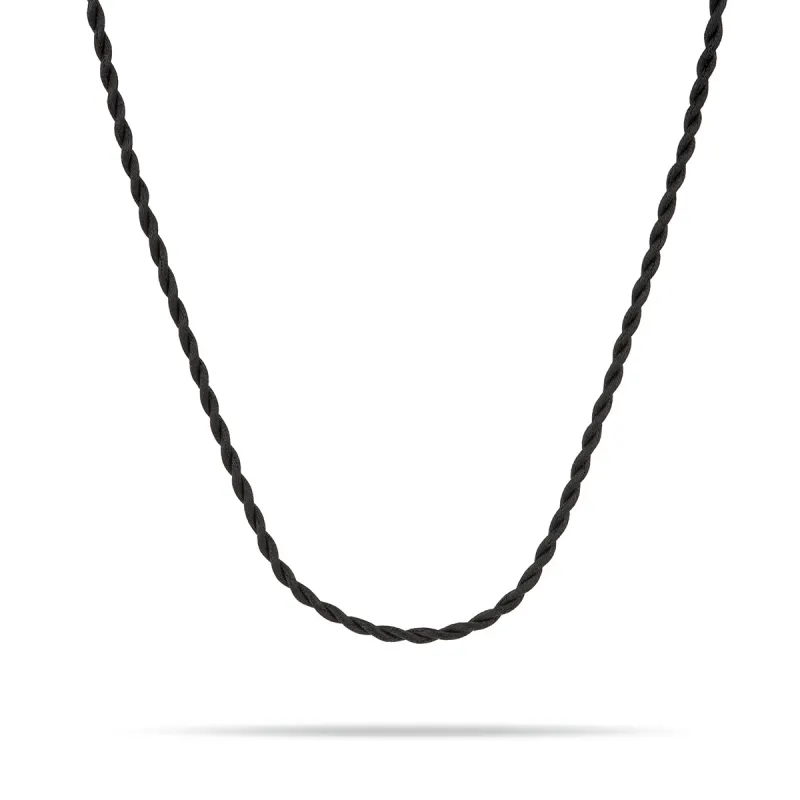 Twisted Braid Black Satin Cord Necklace sold by Adina Reyter