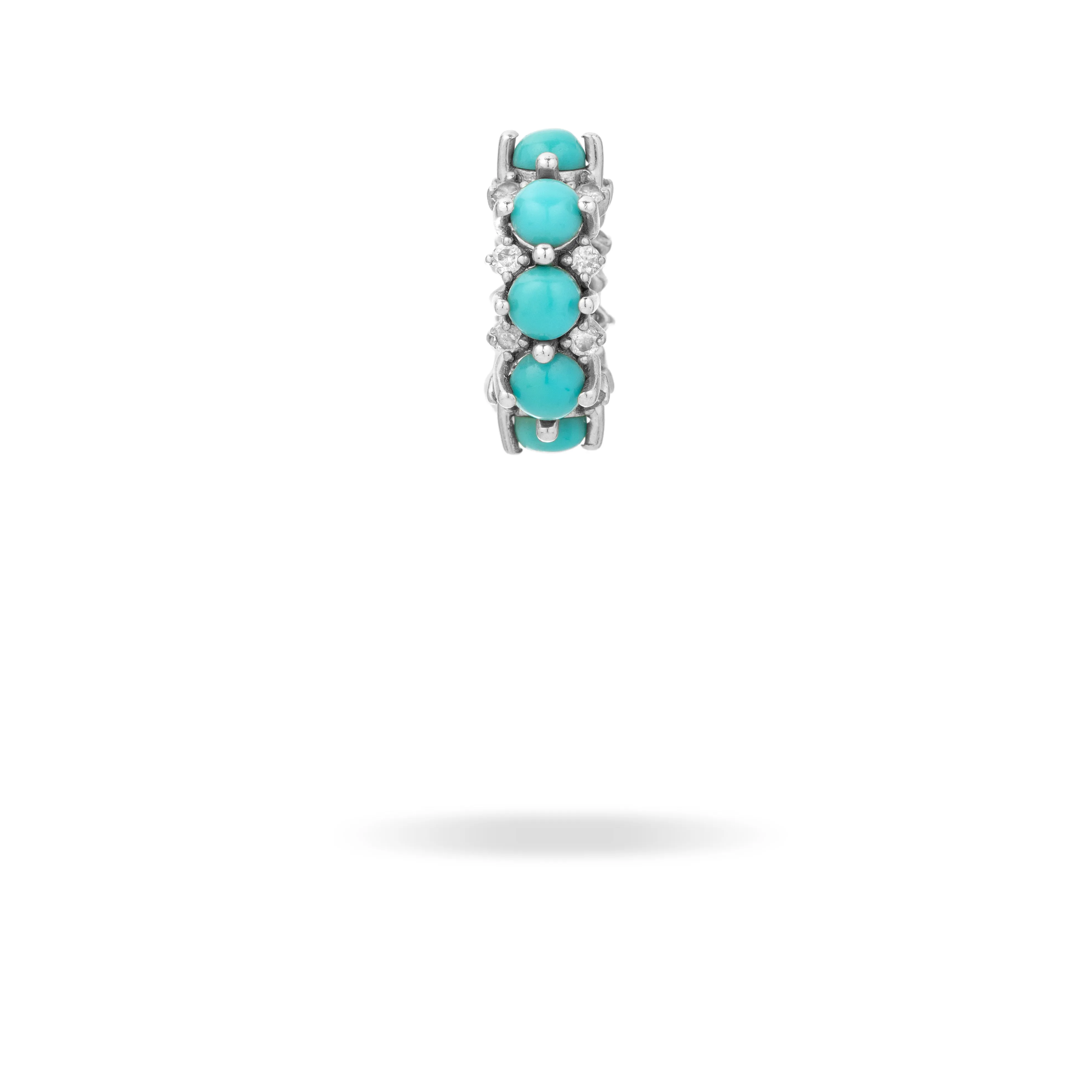 Turquoise + Diamond Rounds Big Bead in Sterling Silver sold by Adina Reyter
