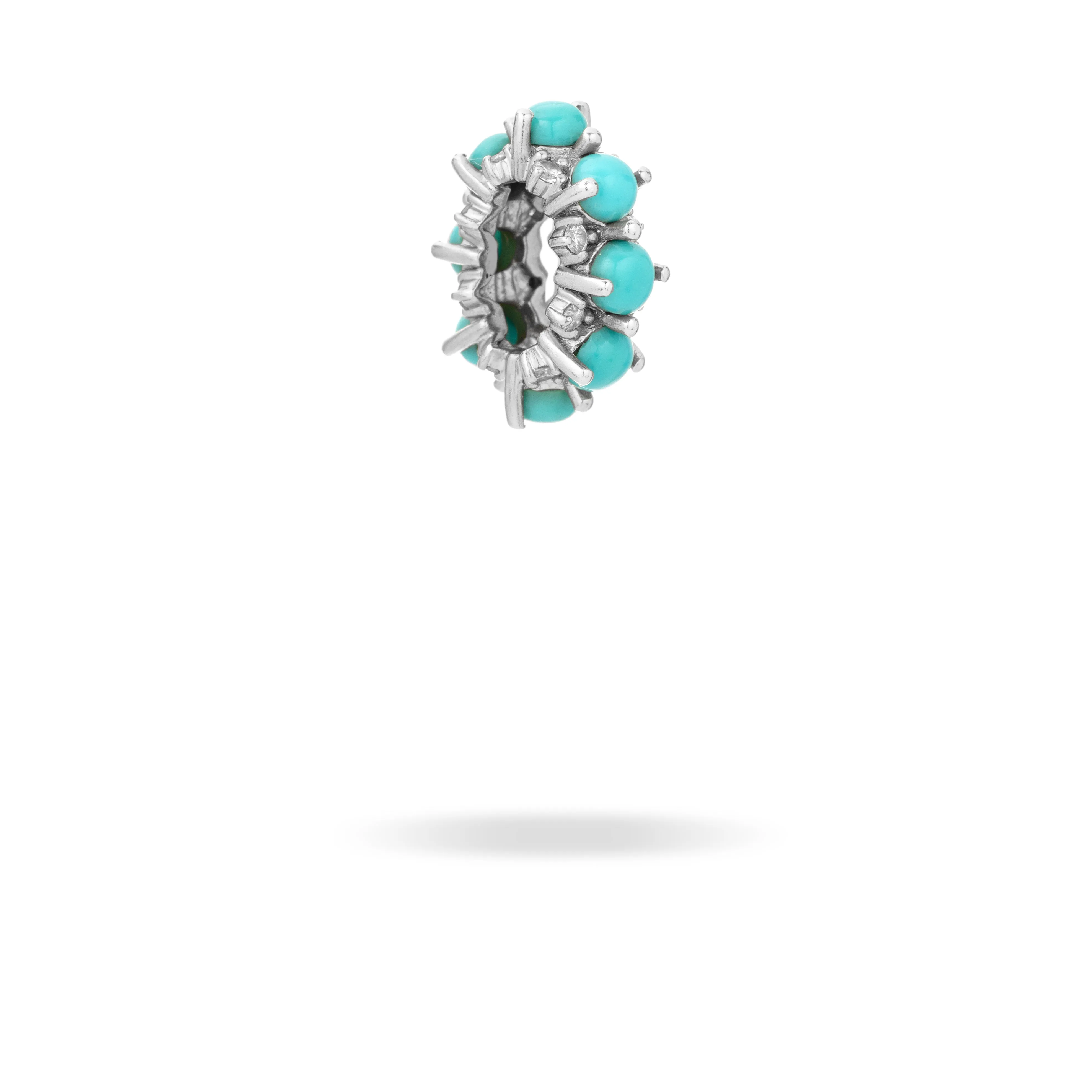 Turquoise + Diamond Rounds Big Bead in Sterling Silver sold by Adina Reyter product image thumbnail 3