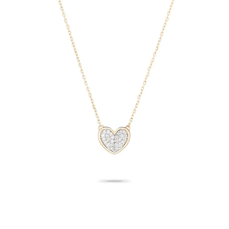 Tiny Pavé Folded Heart Necklace sold by Adina Reyter