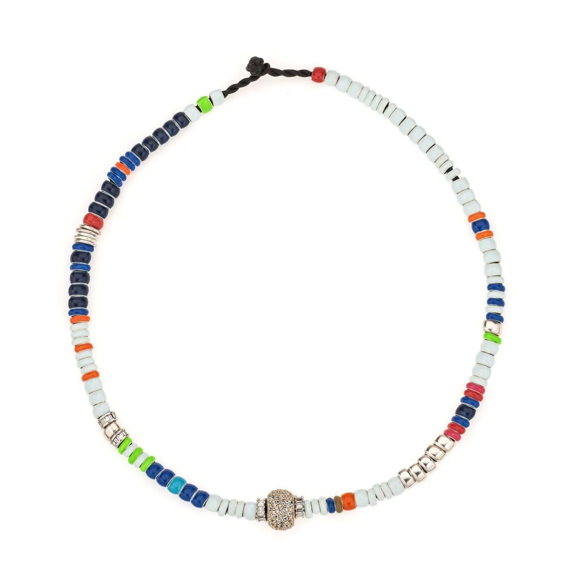 One of a Kind Full Enamel Bead Party Aquamarine Big Bead Necklace sold by Adina Reyter