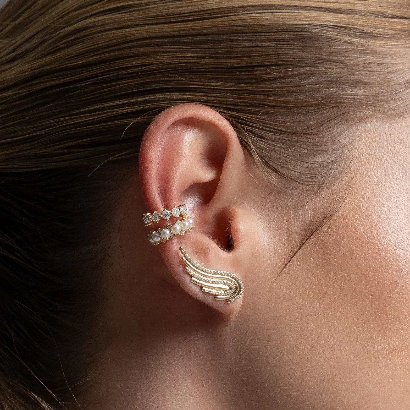 Pearl + Diamond Ear Cuff sold by Adina Reyter product image thumbnail 2