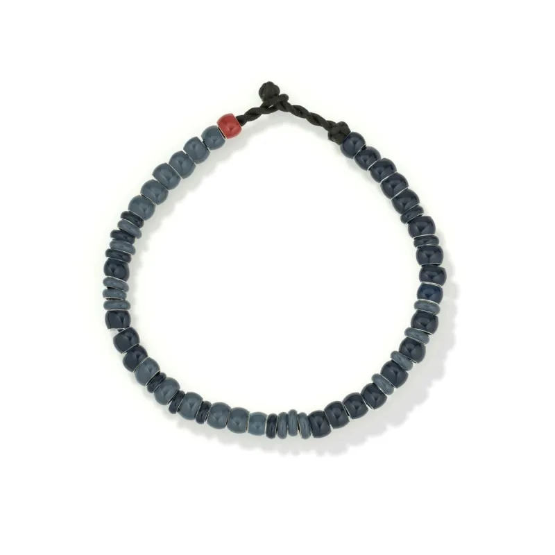 Bead Party Men's Denim Blue Enamel Bracelet sold by Adina Reyter