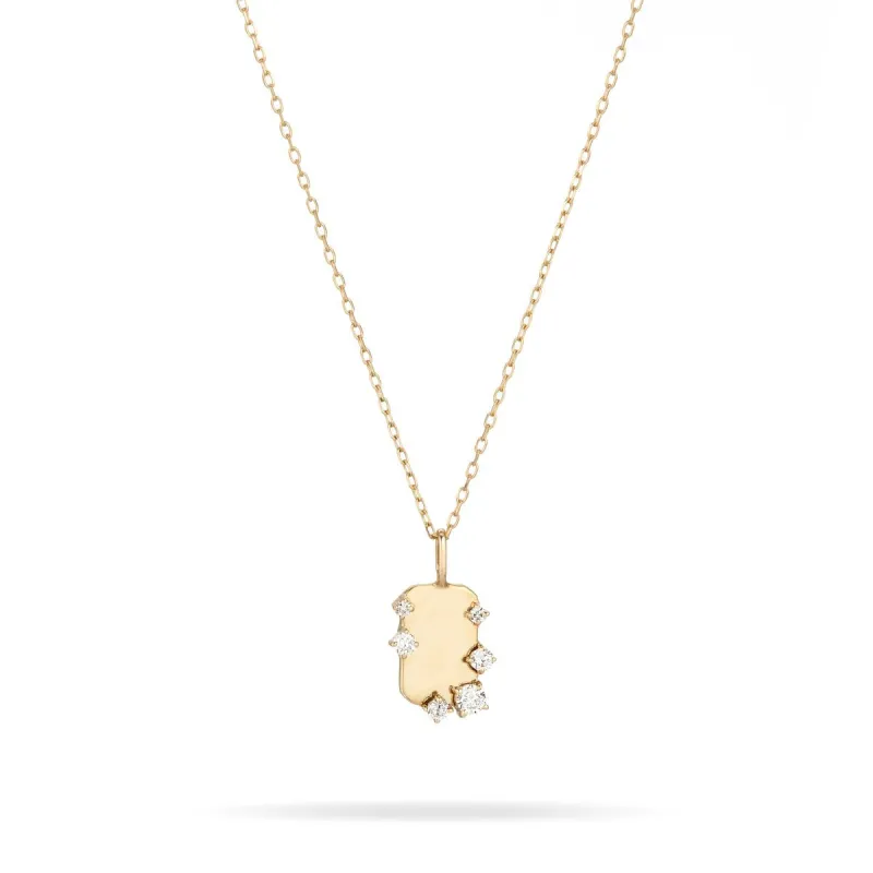Tiny Diamond Dog Tag Necklace - Lab Grown sold by Adina Reyter