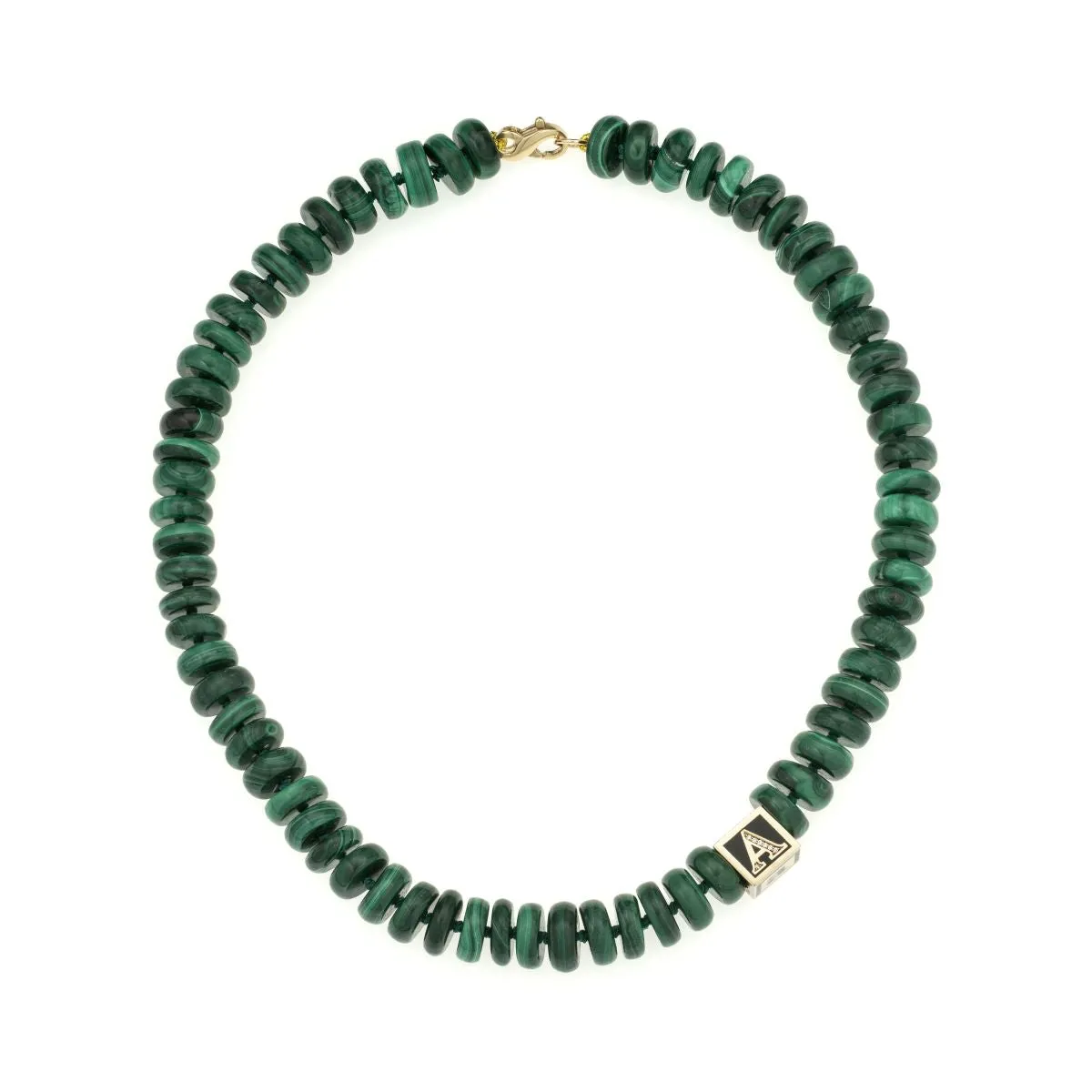 Malachite Coin Initial Block Big Bead Necklace sold by Adina Reyter product image thumbnail 3