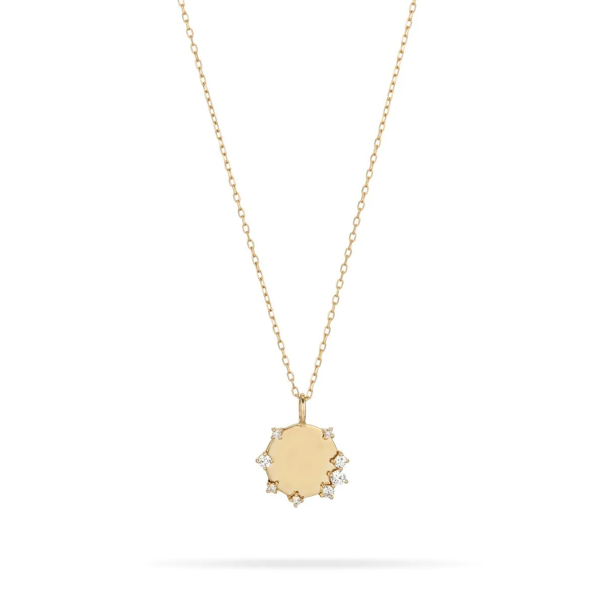 Tiny Diamond Round Dog Tag Necklace - Lab Grown sold by Adina Reyter