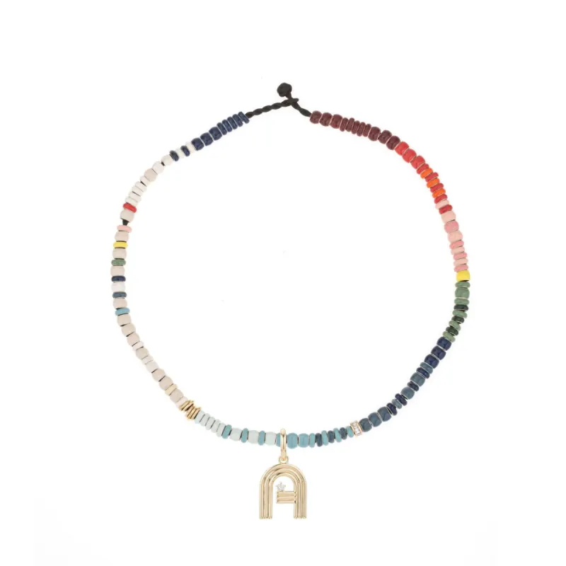 Bead Party Full Enamel + Diamond XL Carnival Initial Necklace sold by Adina Reyter