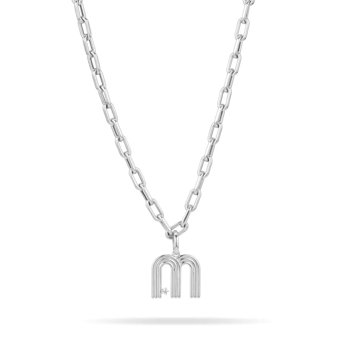 5.3mm Groovy Italian Chain Initial Necklace in Sterling Silver sold by Adina Reyter