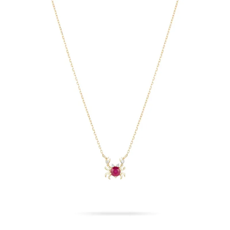 Tiny Ruby + Diamond Crab Necklace sold by Adina Reyter