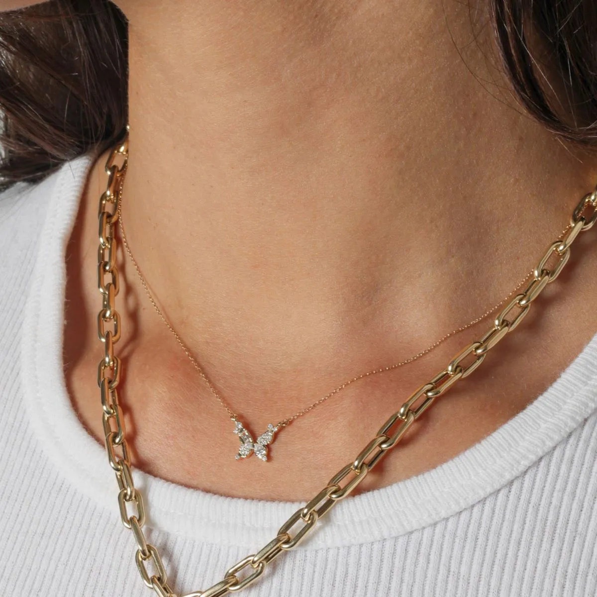 Mixed Diamond Butterfly Necklace sold by Adina Reyter product image thumbnail 2