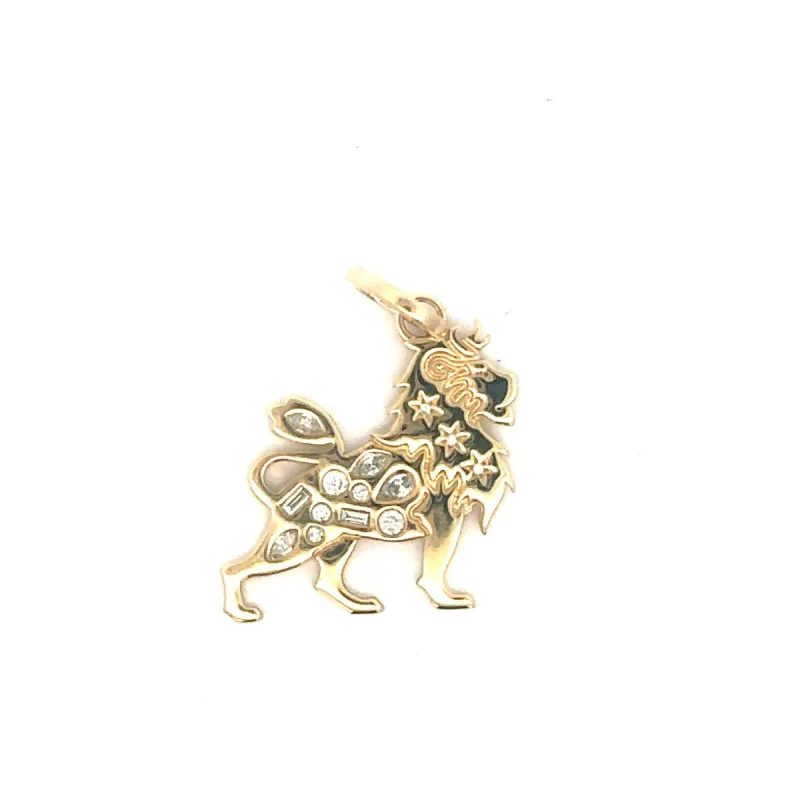 One of a Kind Mixed Diamond Leo Zodiac Hinged Charm sold by Adina Reyter