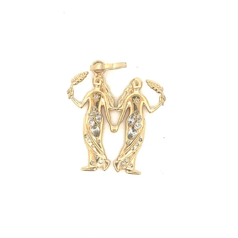 One of a Kind Mixed Diamond  Gemini Zodiac Hinged Charm sold by Adina Reyter