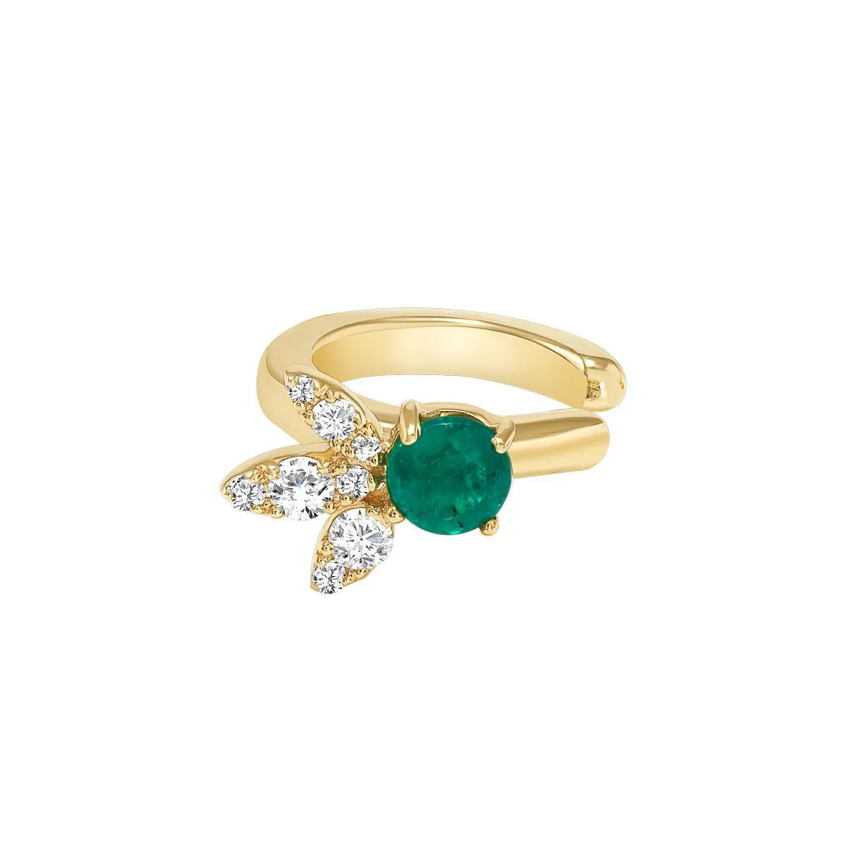 Emerald & Diamond Flower Ear Cuff sold by Adina Reyter