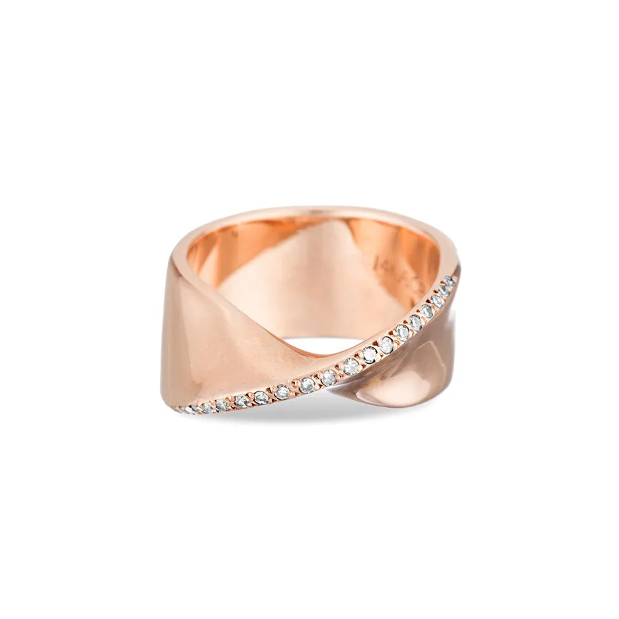 Large Pavé 1 Twist Ring in Rose Gold Ring Size 6 sold by Adina Reyter