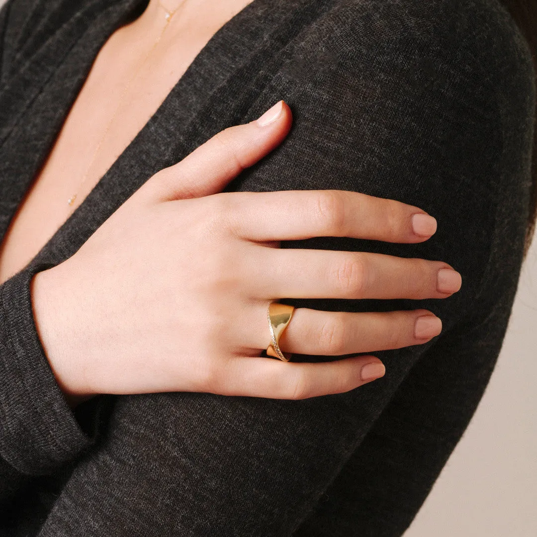 Large Pavé 1 Twist Ring in Rose Gold Ring Size 6 sold by Adina Reyter product image thumbnail 2