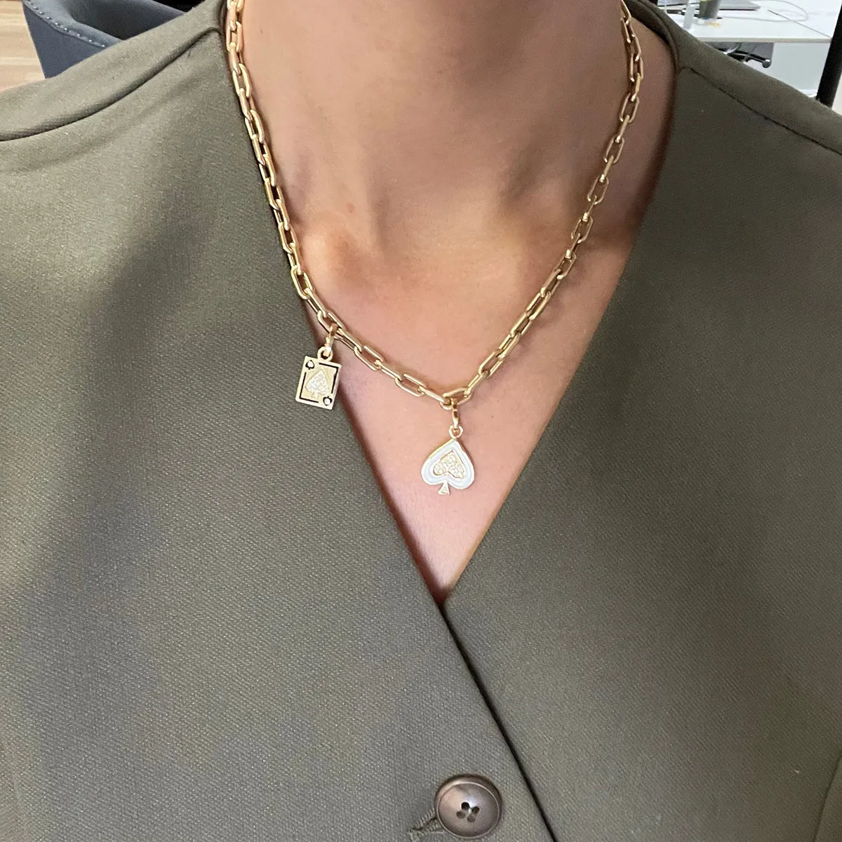 Make Your Move Pavé + Ceramic Spade Card Hinged Charm sold by Adina Reyter product image thumbnail 3