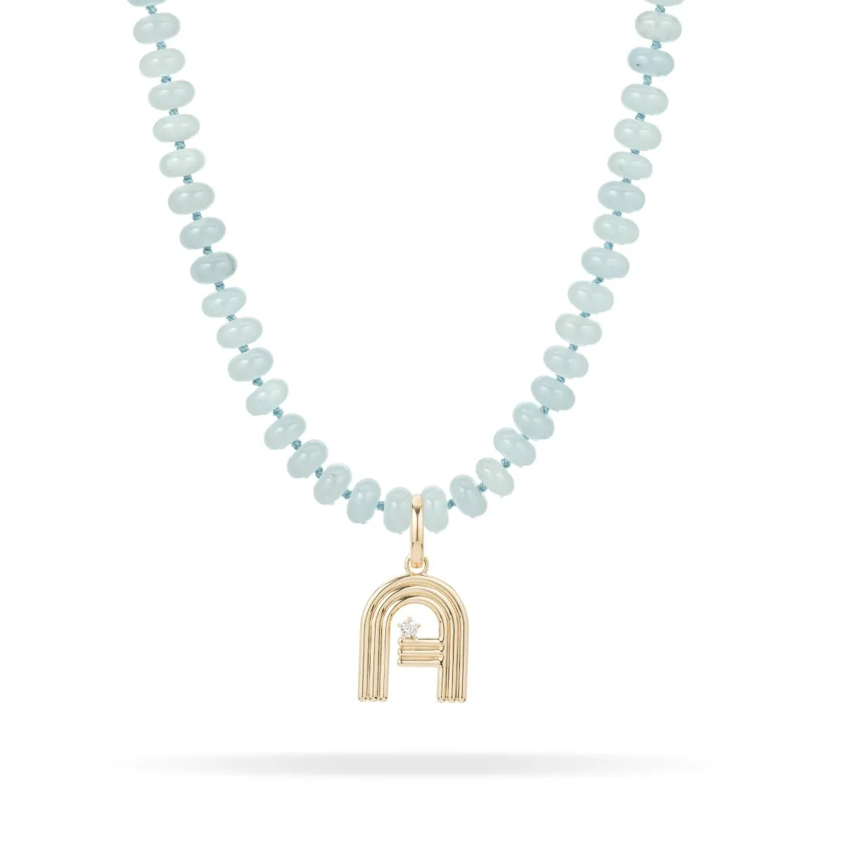 Shades of Light Blue Gemstone Initial Necklace sold by Adina Reyter